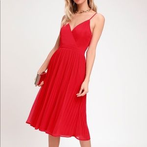 NWOT XL Love for You Red Pleated Midi Dress